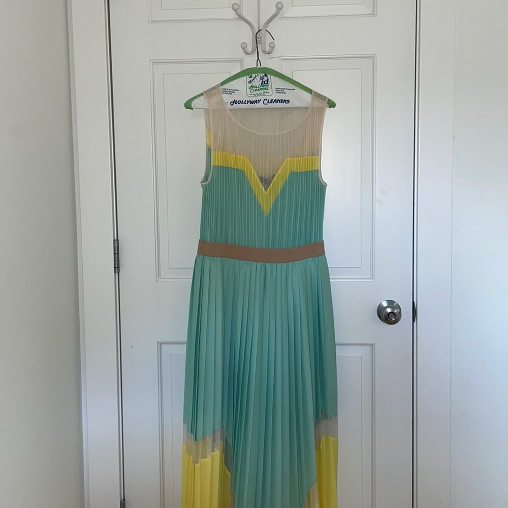 BCBG MaxAzria pleated color block dress